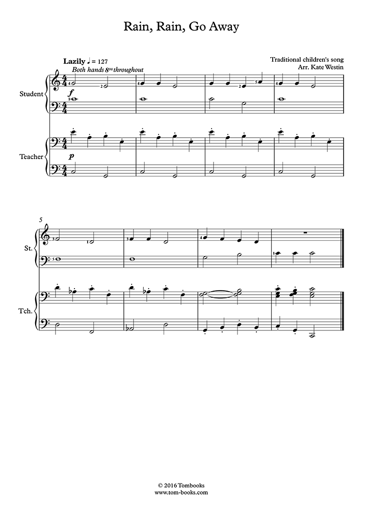Rain, Rain, Go Away (teacherstudent) (Traditional) Piano Sheet Music